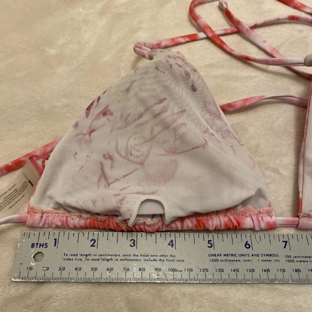Fashion Nova Tie-Dye Bikini Top in Pink and White